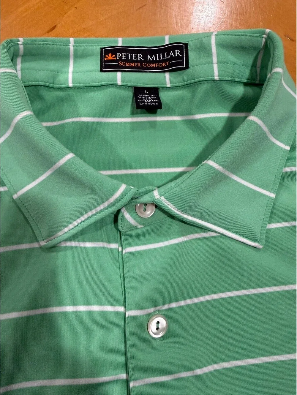 Peter Millar Summer Comfort Green Striped Castle Hills Golf Polo Men’s Large